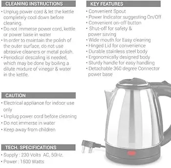 Premium Quality Electric Kettle 2.0 Liter (Silver) - Image 3