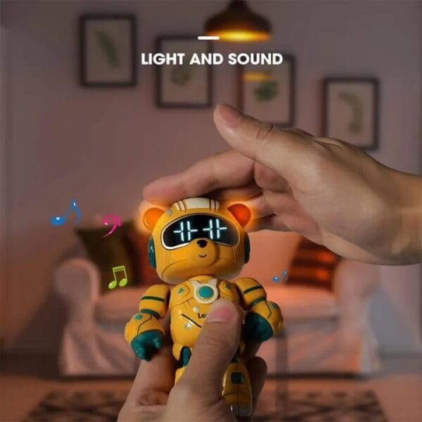 LENDO Robot Toys Multifunction Desktop Clock Cute Litter Bear Shape Smart Robot with Chair(random color)