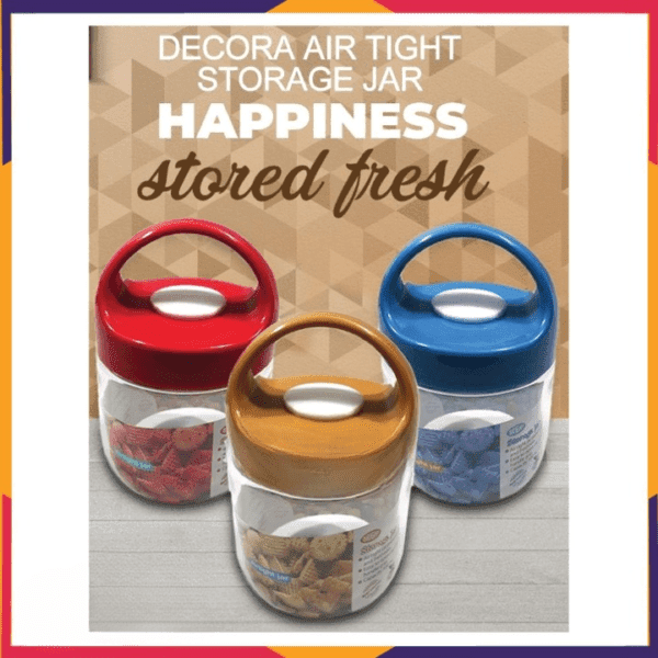 (1 pcs) DECORA AIR TIGHT STORAGE JAR WITH GRIP HANDLE (random color) - Image 3