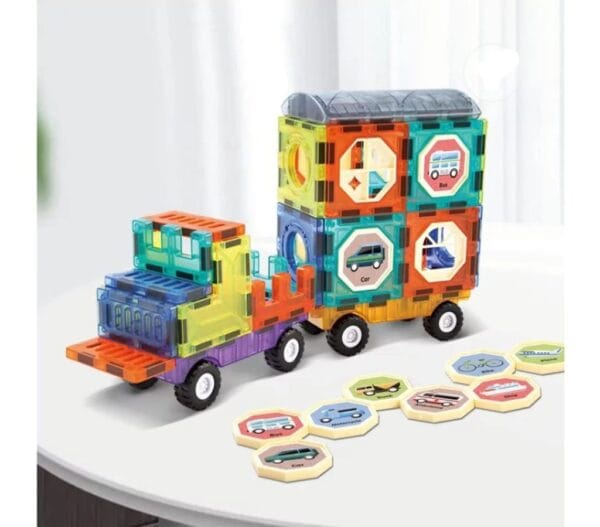 Magnetic Blocks Set 52 pcs  Magnetic Blocks Construction & Building Set, Multicolor - Image 5