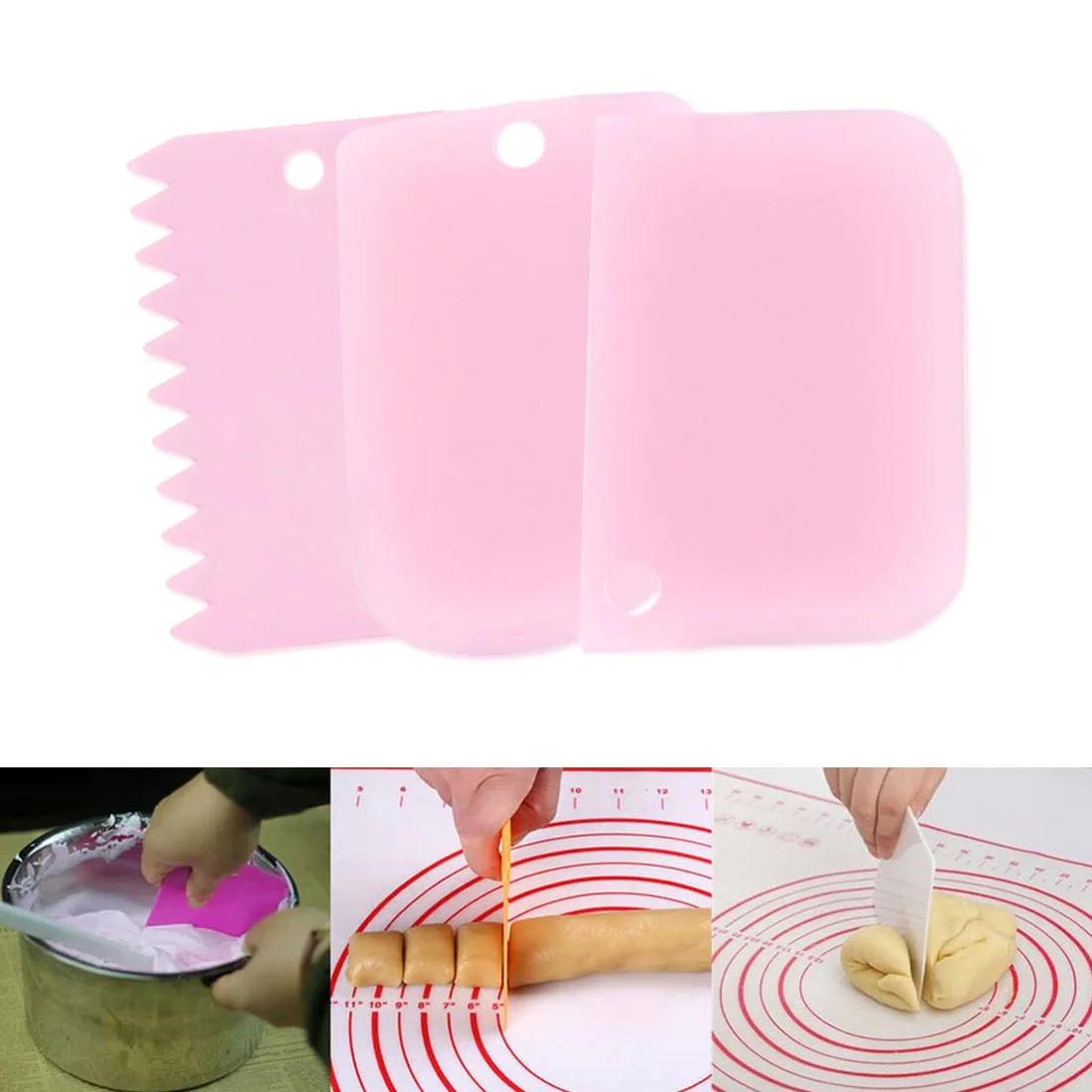 3PCS/Set DIY Cake Cream Scraper Set Cake Decorating Tools Multifunctional Irregular Teeth Edge Kitchen Baking Tool(Pack of 3) - Image 2