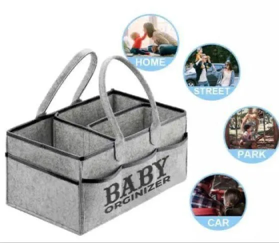 Foldable Baby Diaper Caddy Organizer - Portable Storage Basket - Essential Bag for Nursery, Changing Table and Car