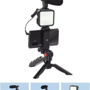 Vlogging Video Making Kit With Light, Table Tripod Stand, Microphone, Phone Holder, Bluetooth RemoteSmart Phone Vloging Kot