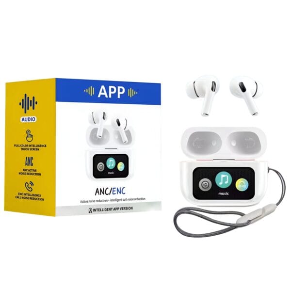 Ultimate A9 App Pro Anc/Enc Display Touch Control Bt 5.4 Wireless Earbuds With Zwsvibe App (Random color)